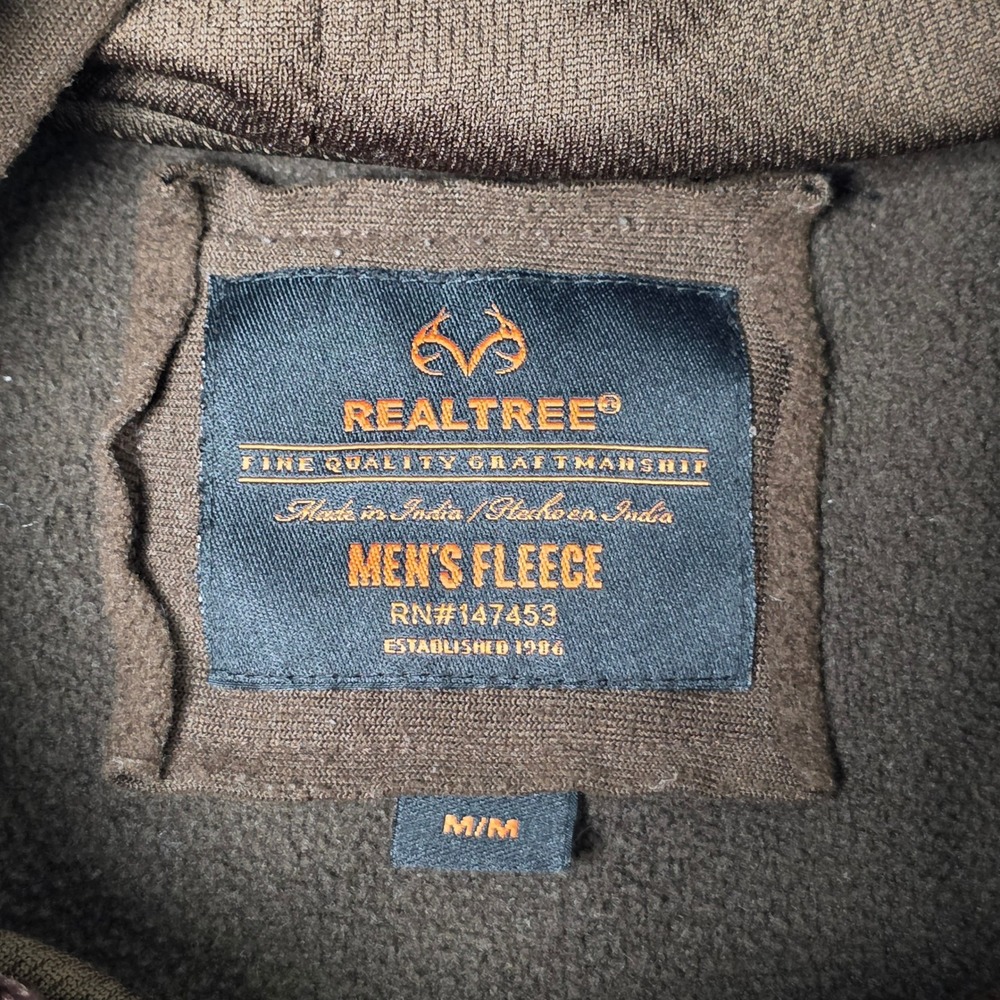 Realtree Hoodie Men Medium Brown Camo American Flag Fleece Pullover Sweatshirt - Picture 5 of 10